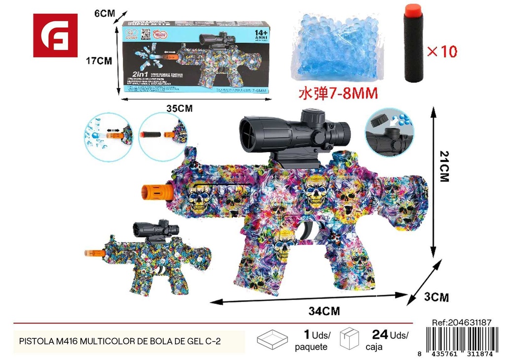 Pistola de gel multicolor M416 C-2 - Juguetes de armas y pistolas