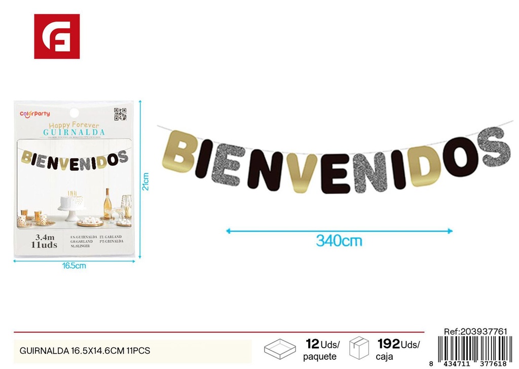 Guirnalda 16.5x14.6 cm 11 piezas - Decoraciones festivas y eventos