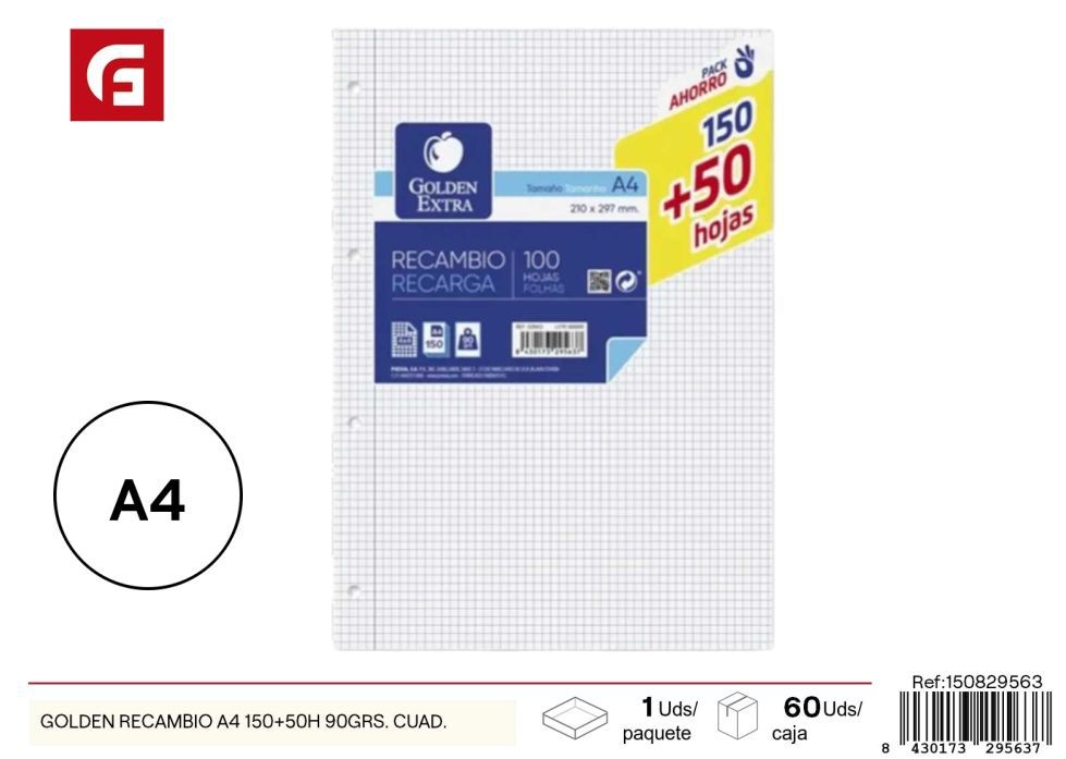 Recambio A4 150+50H 90 grs. - Material escolar y recambios