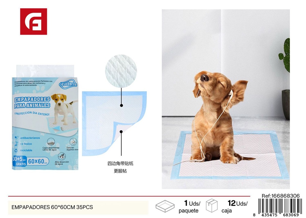 Empapadores 60x60 cm 35 piezas - Productos para mascotas y cuidado