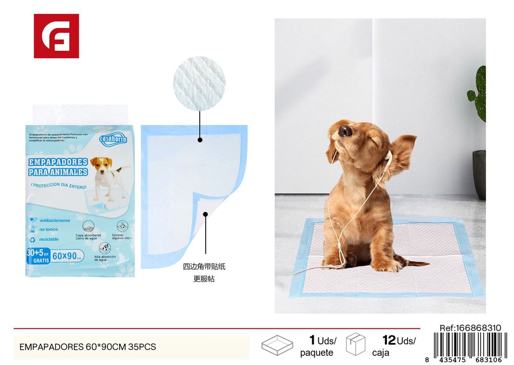Empapadores 60x90 cm 35 piezas - Productos para mascotas y cuidado