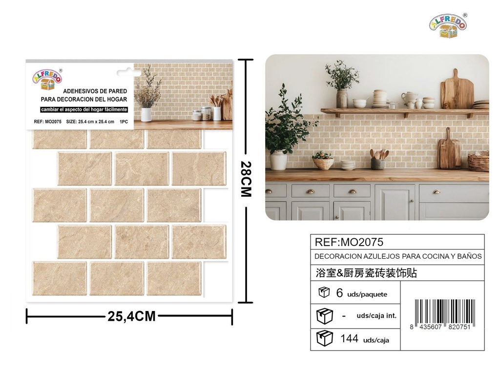 Decoración azulejos para cocina y baños 25.4x25.4 cm - Decoración para cocina