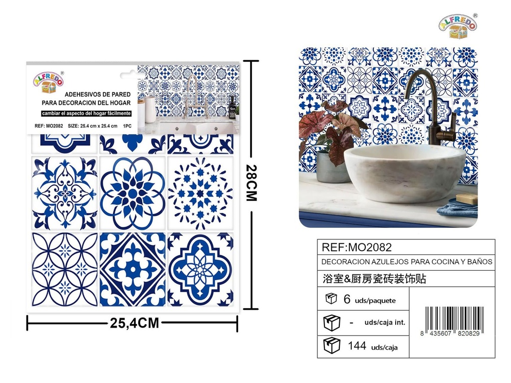 Azulejos decorativos para cocina y baño 25,4x25,4 cm REF:MO2082