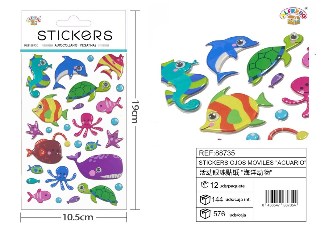 Stickers ojos móviles "Acuario" 10x19 cm