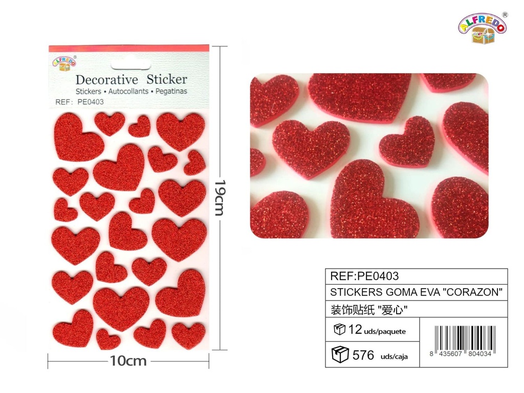 Stickers goma EVA "Corazón" 10x19 cm
