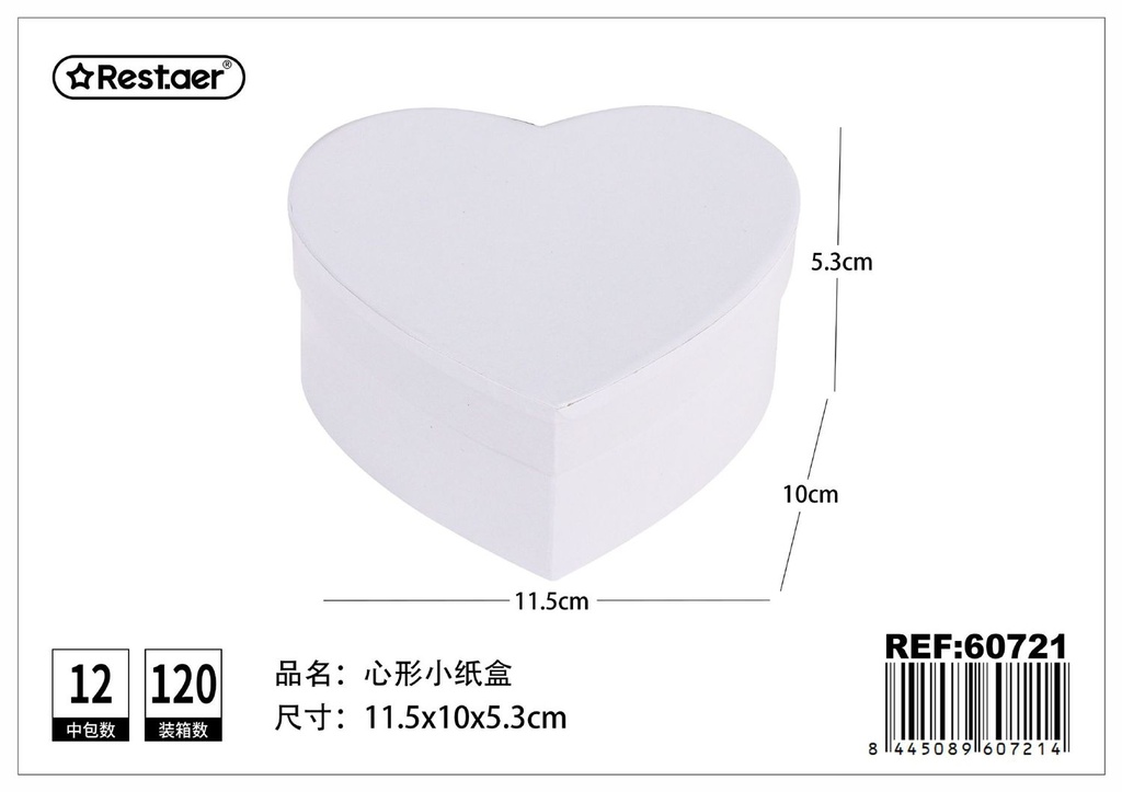 Caja de regalo blanca con forma de corazón 11,5x10x5,3 cm