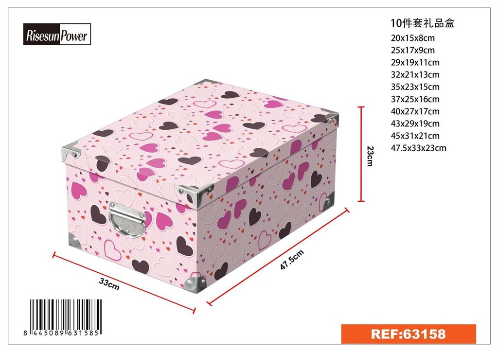 Caja en papel con hebillas metálicas set de 10 piezas 47.5x33x23 cm - Almacenamiento y organización