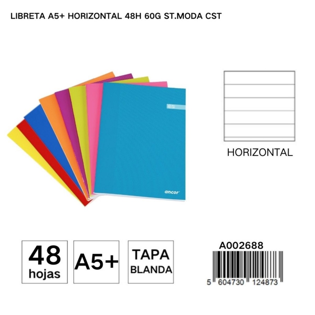 Libreta A5+ horizontal 48 hojas 60g - Artículos de papelería