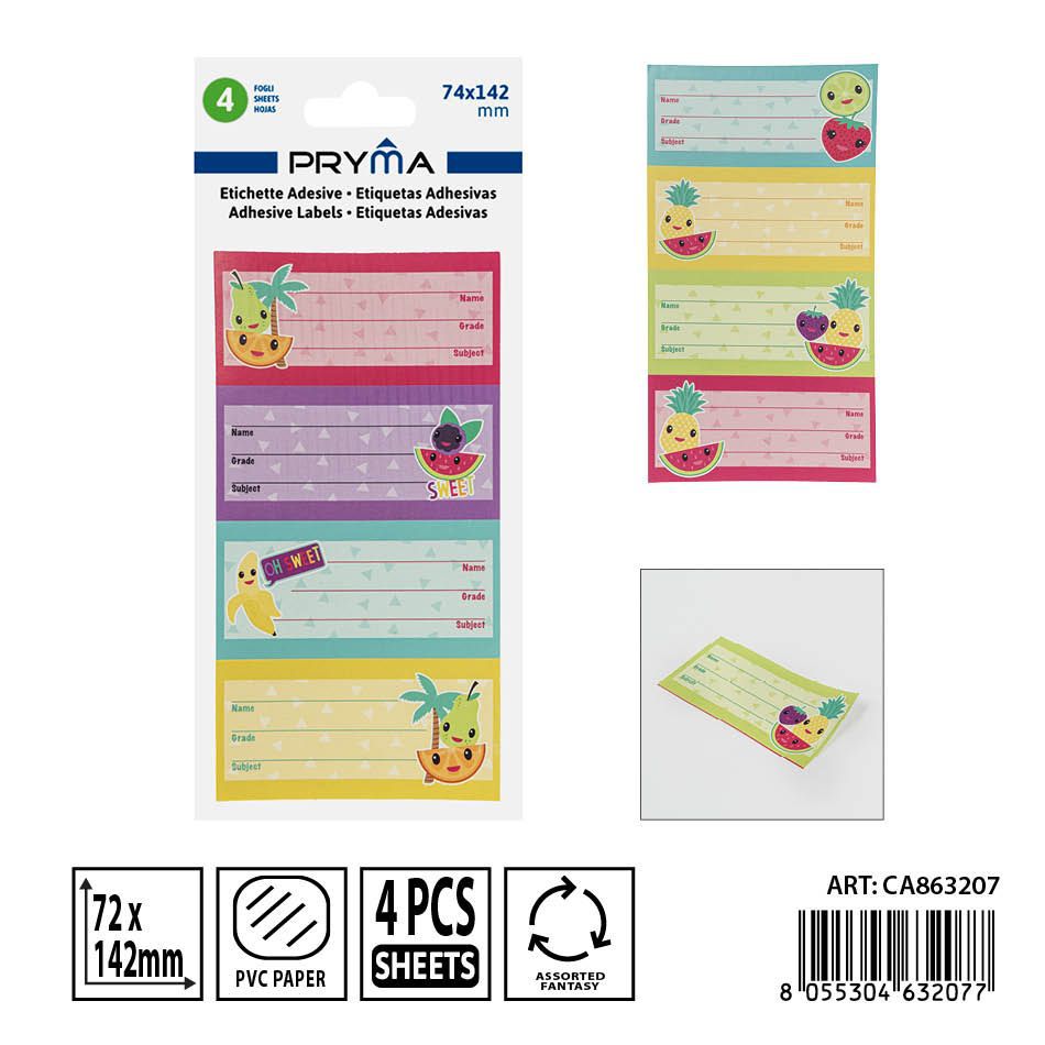 Etiqueta adhesiva 7.4x14.2 cm 4 pzs - Accesorios de papelería y etiquetado