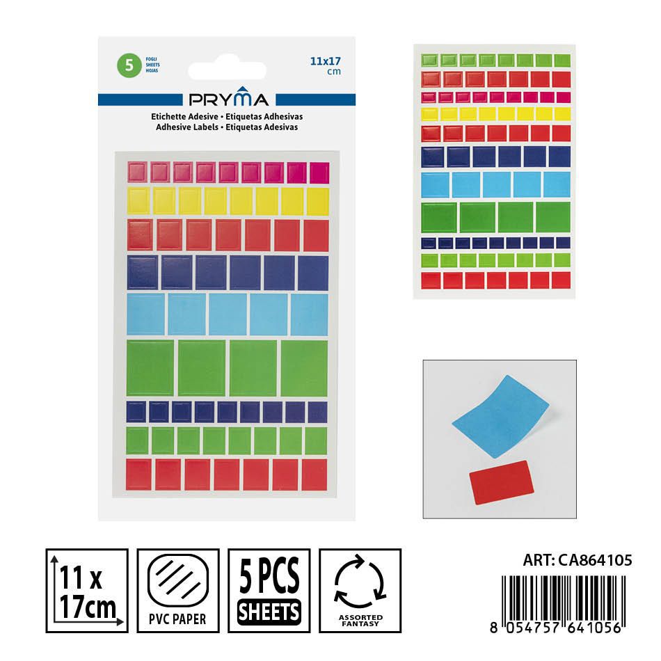 Etiqueta adhesiva 5PZ 11x17 cm - Adhesivos para papelería