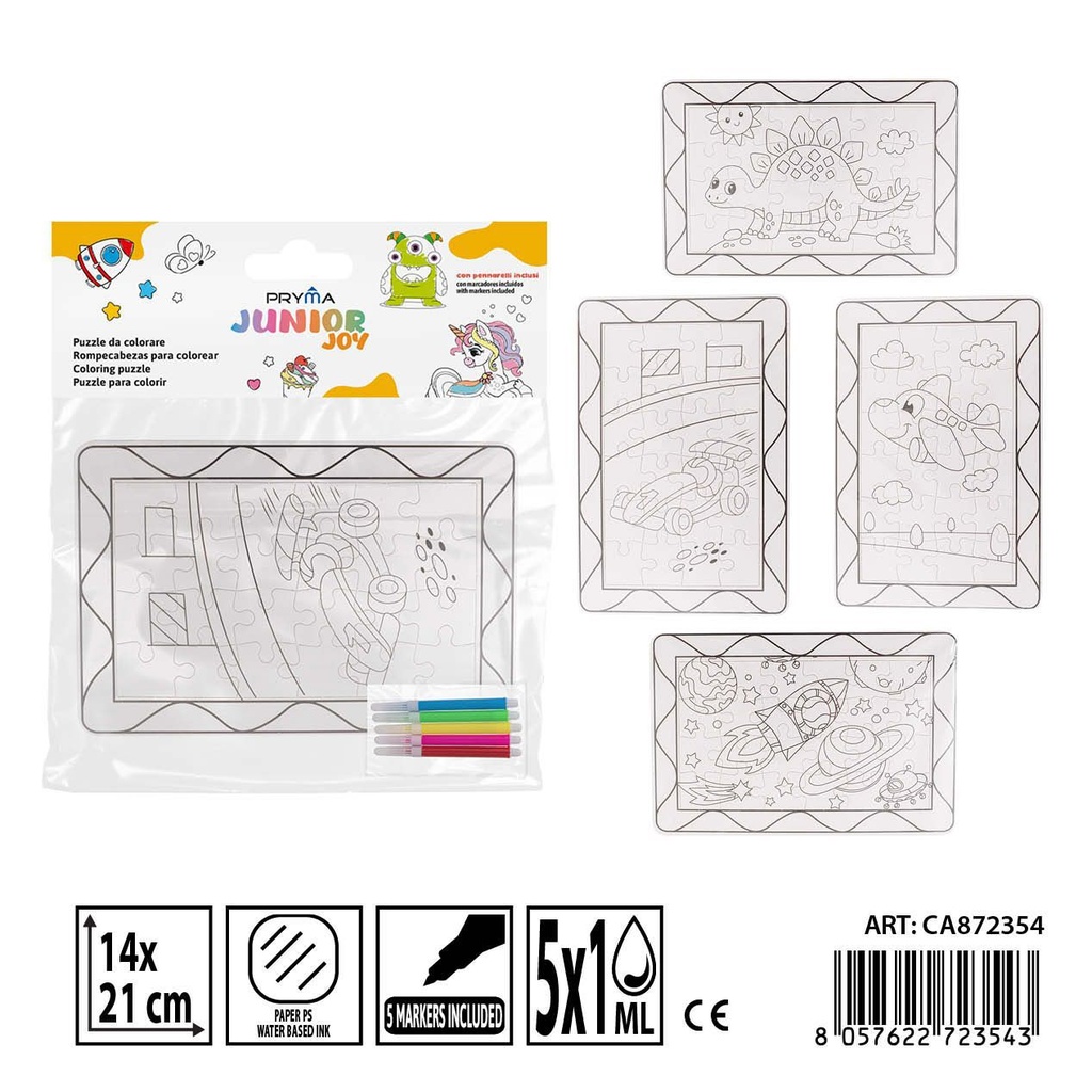 Puzzle rompecabezas para colorear con rotuladores 5PZ - Actividades creativas