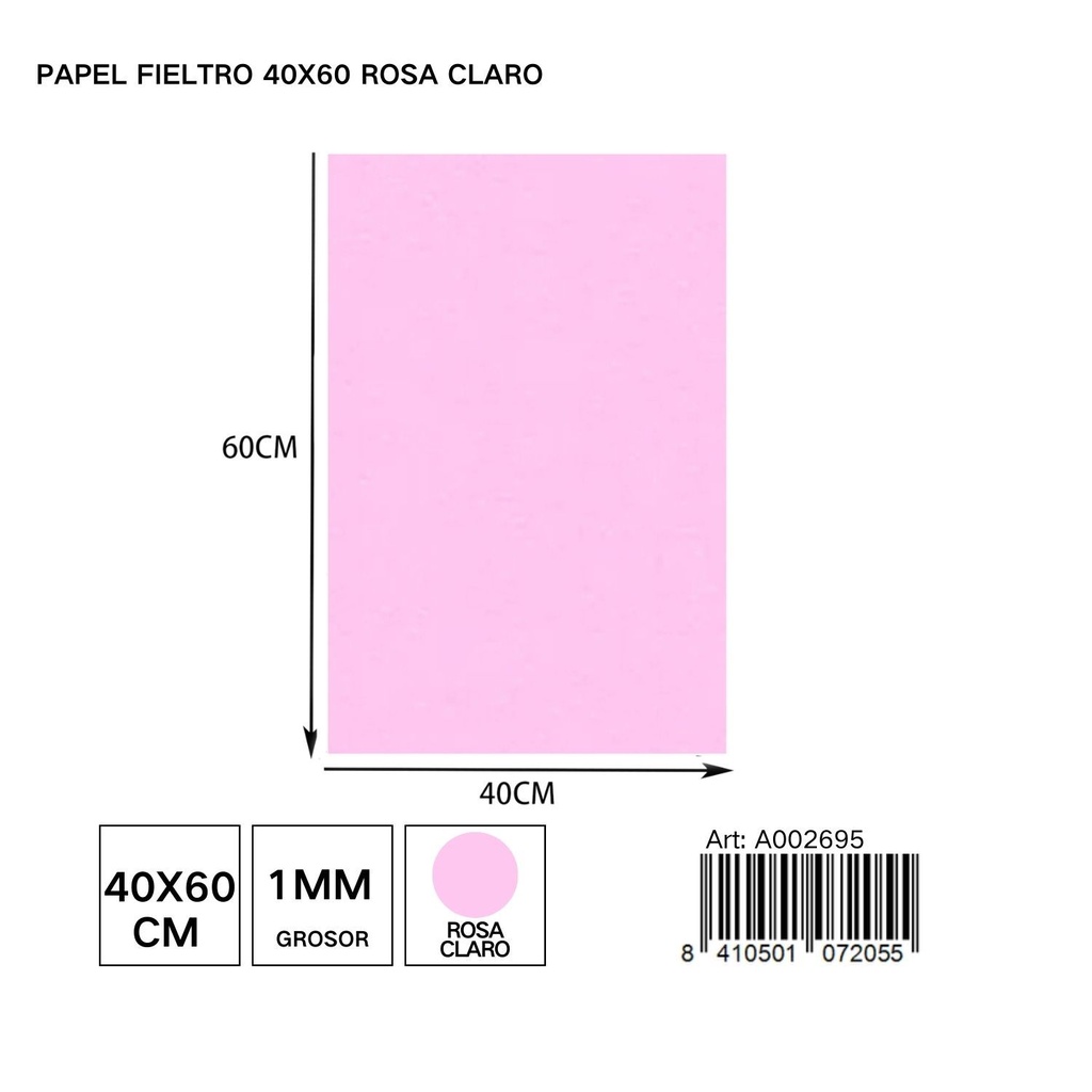 Papel fieltro 40x60 cm rosa - Creatividad en tus proyectos