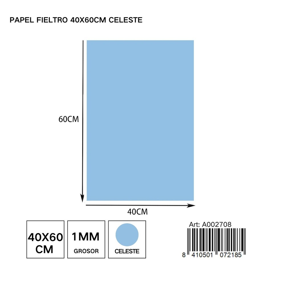 Papel fieltro 40x60 cm celeste - Perfecto para manualidades
