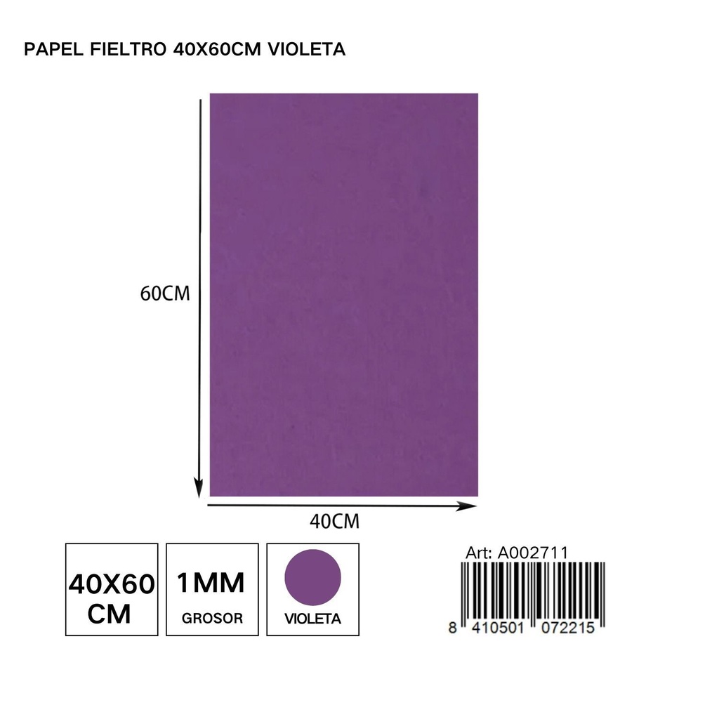 Papel fieltro violeta 40x60 cm - Materiales de manualidades