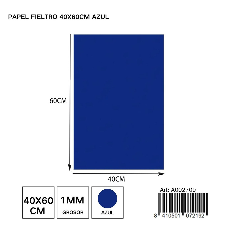 Papel fieltro azul 40x60 cm - Materiales de manualidades