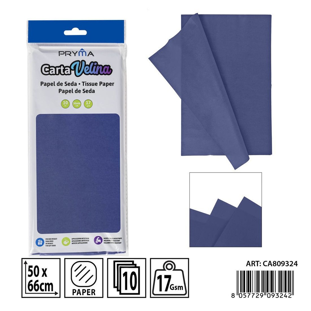Papel de seda azul oscuro 50x66 cm 10FF - Material de manualidades