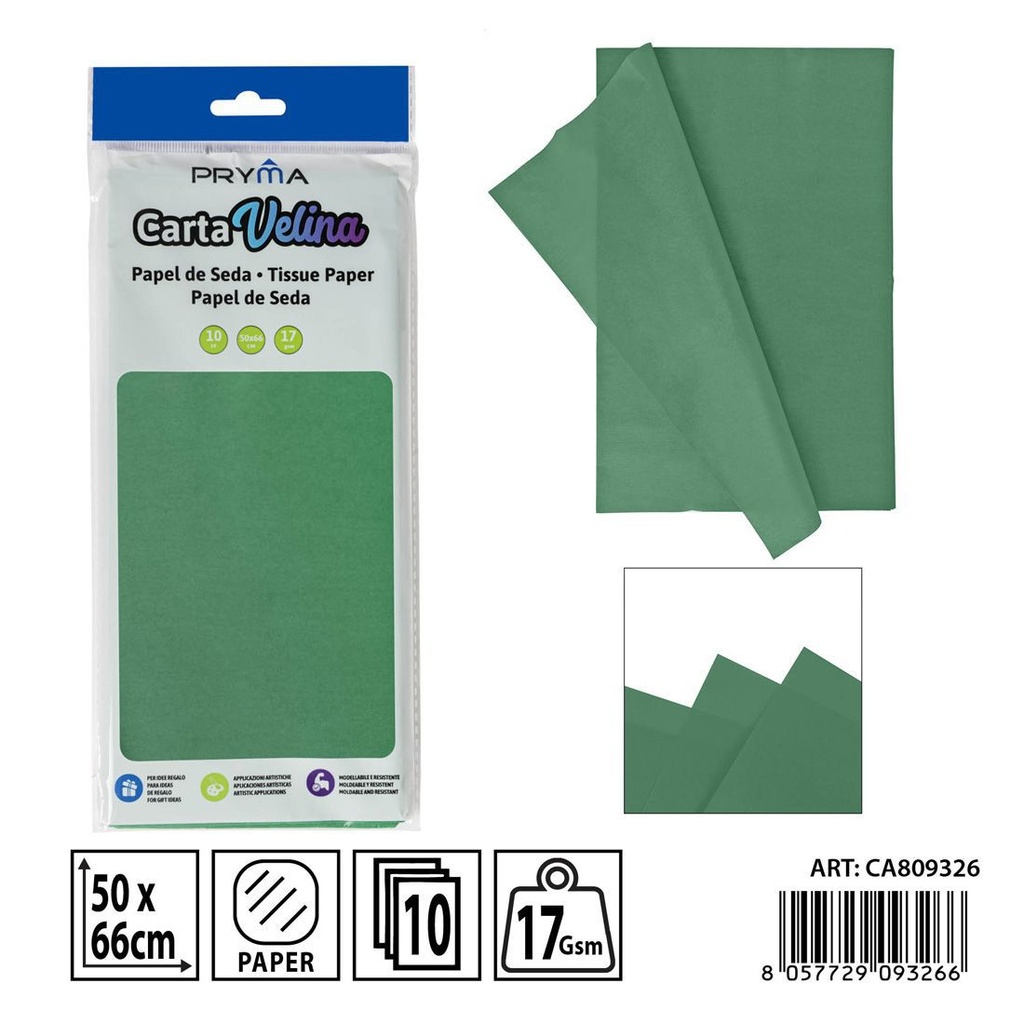Papel de seda verde oscuro 50x66 cm 10 ff - Arte y manualidades
