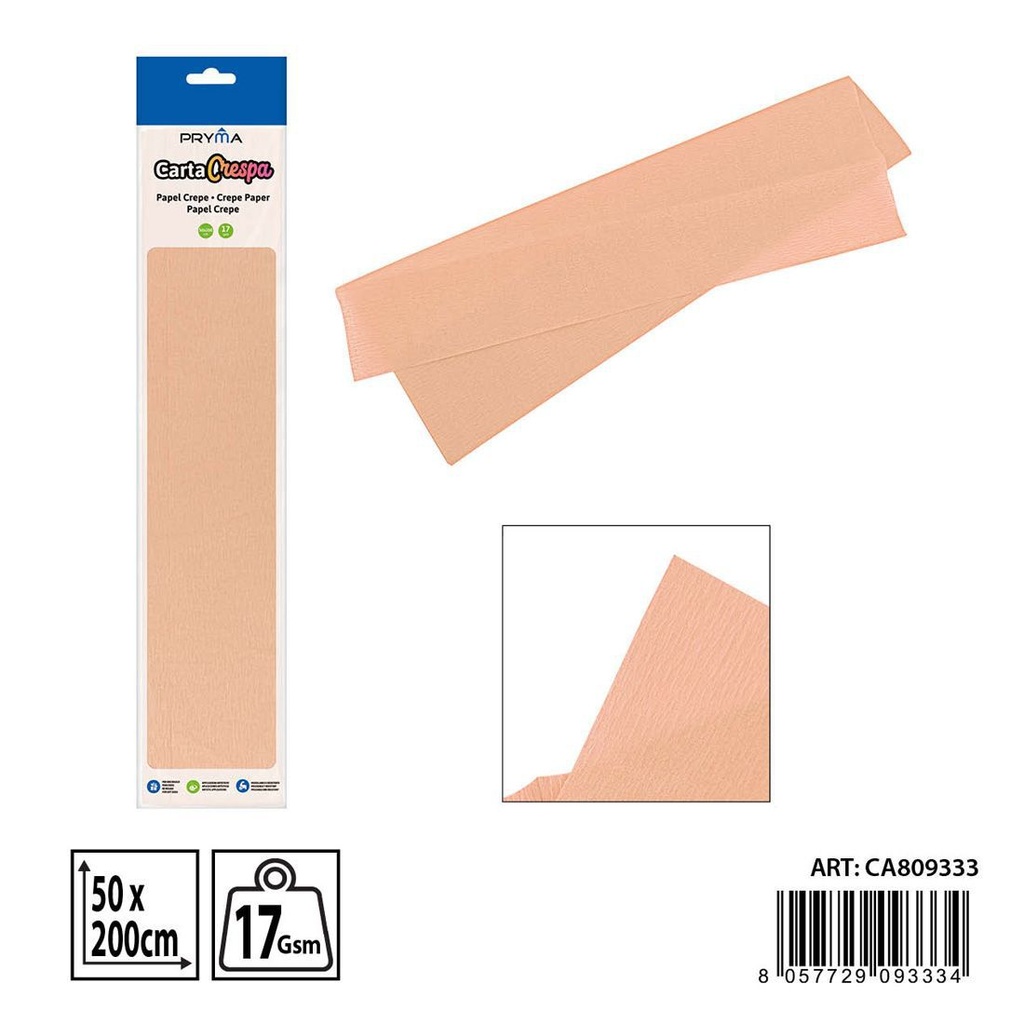 Papel crepe rosa carne 50x200 cm - Papelería de manualidades
