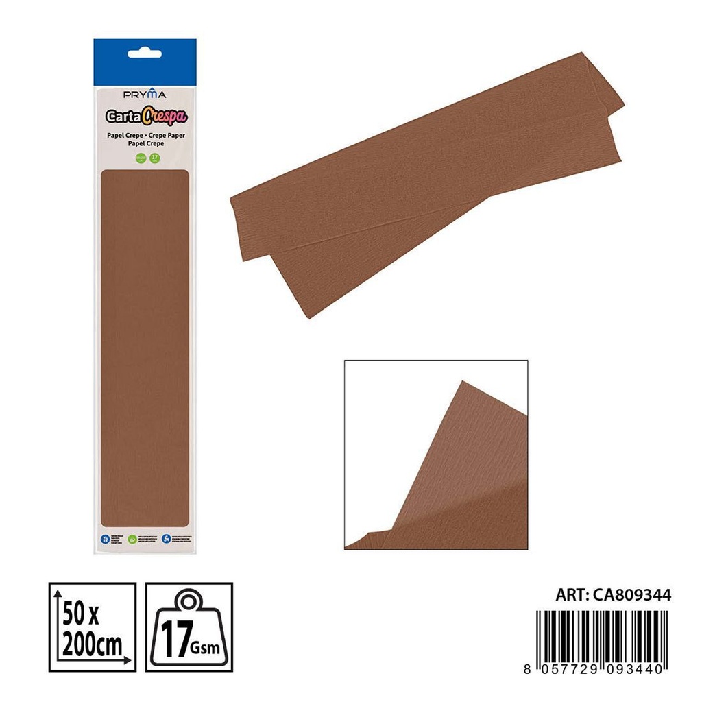 Papel crepe marrón 50x200 cm - Papelería de manualidades