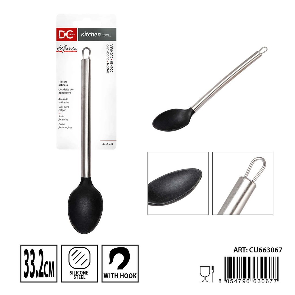 Cucharón de silicona/acero 33.2x6.2cm - Utensilios de cocina funcionales