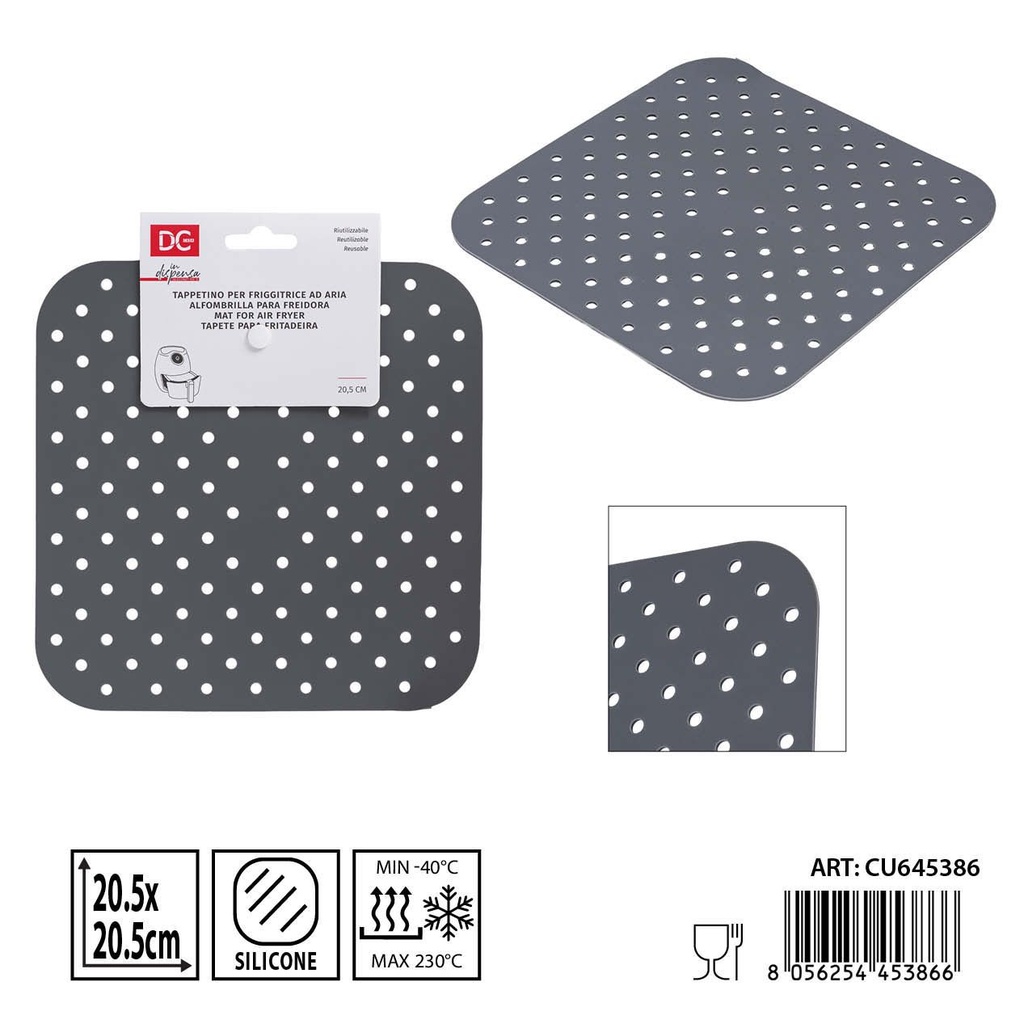 Alfombrilla para freidora reutilizable de silicona 20.5x20.5cm - Accesorios de cocina para freír