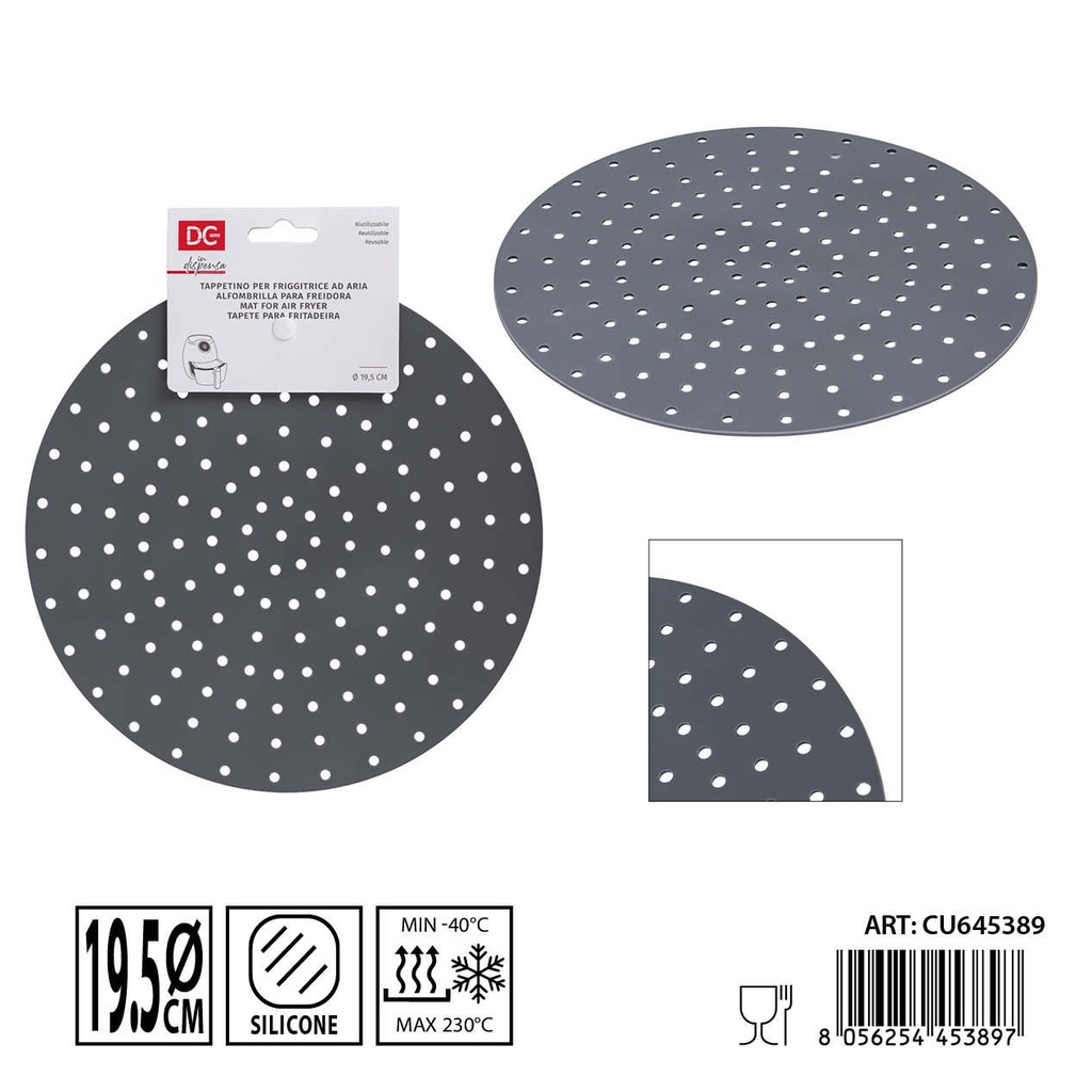 Alfombrilla para freidora reutilizable de silicona 19.5cm - Accesorios de cocina para freír