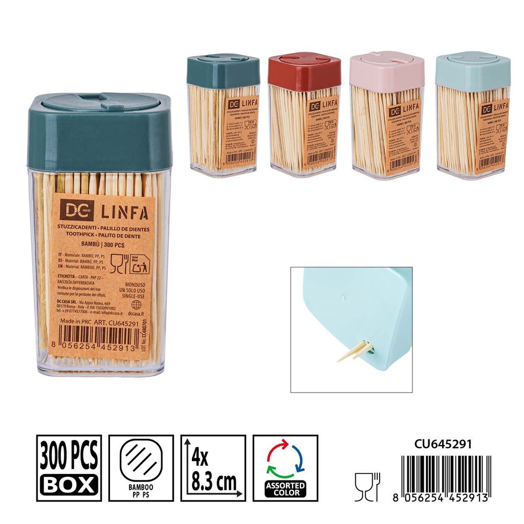 Palillos de dientes de bambú 300 piezas 4x8.3 cm - Accesorios de cocina