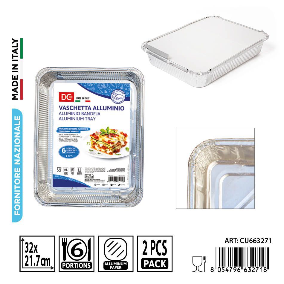 Bandeja de aluminio con tapa 6 porciones 2 piezas - Accesorios de cocina y desechables