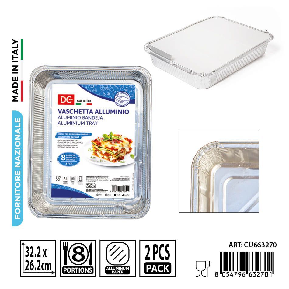 Bandeja de aluminio con tapa 8 porciones 2 piezas - Accesorios de cocina desechables