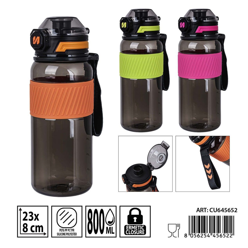 Botella de agua 800ml 23x8cm - Botellas de agua de plástico
