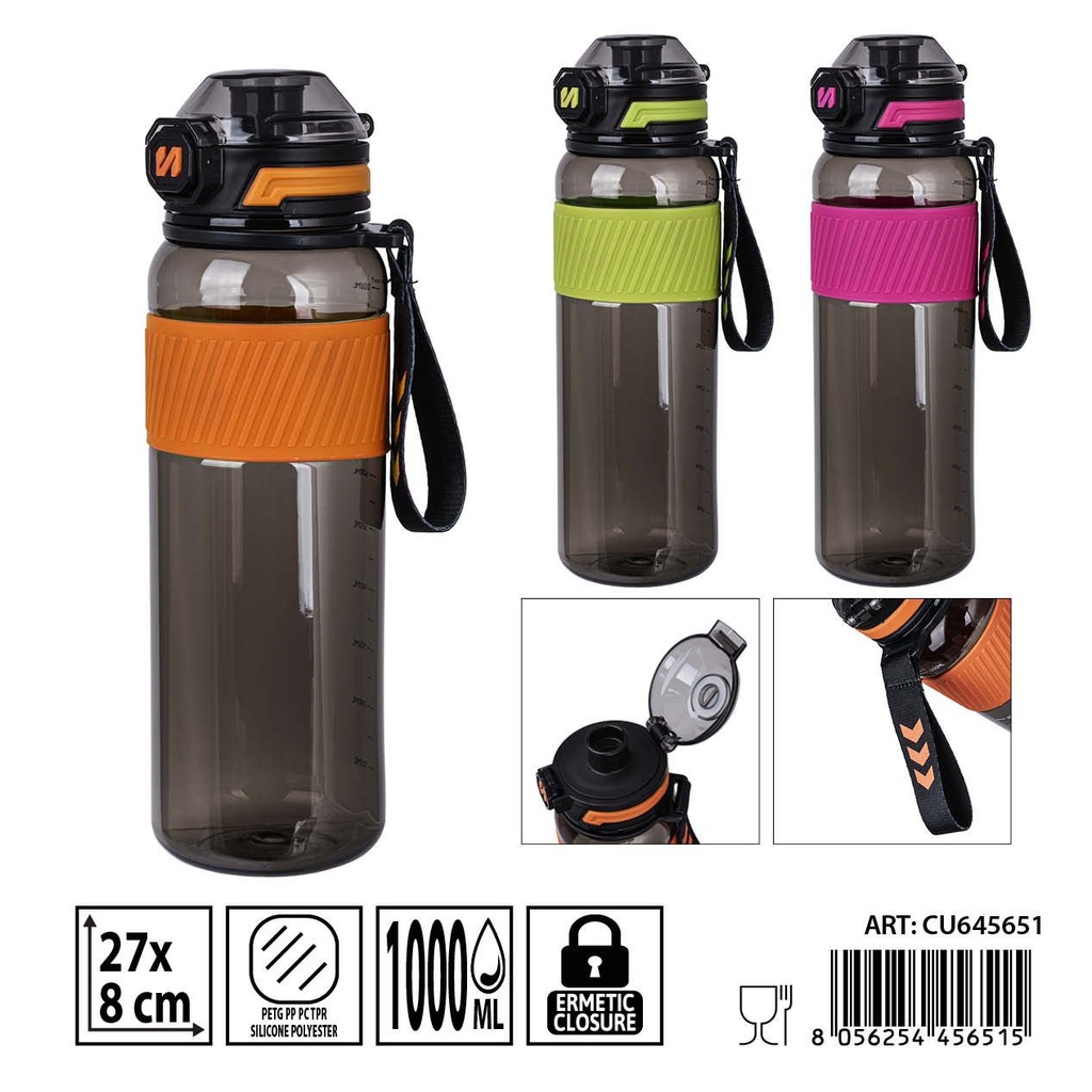Botella de agua 1000ml 27x8cm - Botellas de agua de plástico