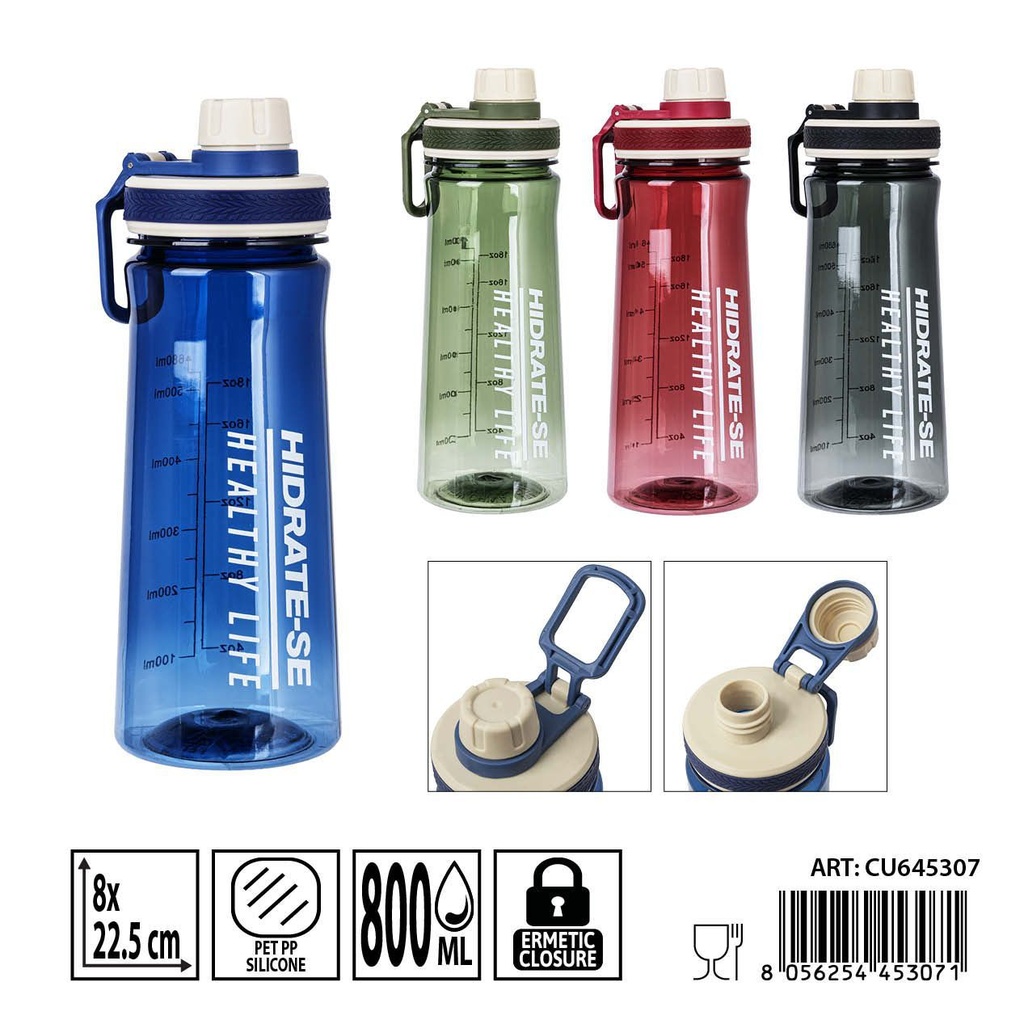 Botella de agua de plástico 800 ml 8x22.5 cm - Accesorios de cocina