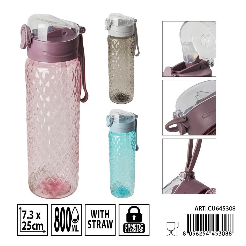 Botella de agua de plástico 800 ml 7.3x25 cm - Accesorios de cocina y almacenamiento