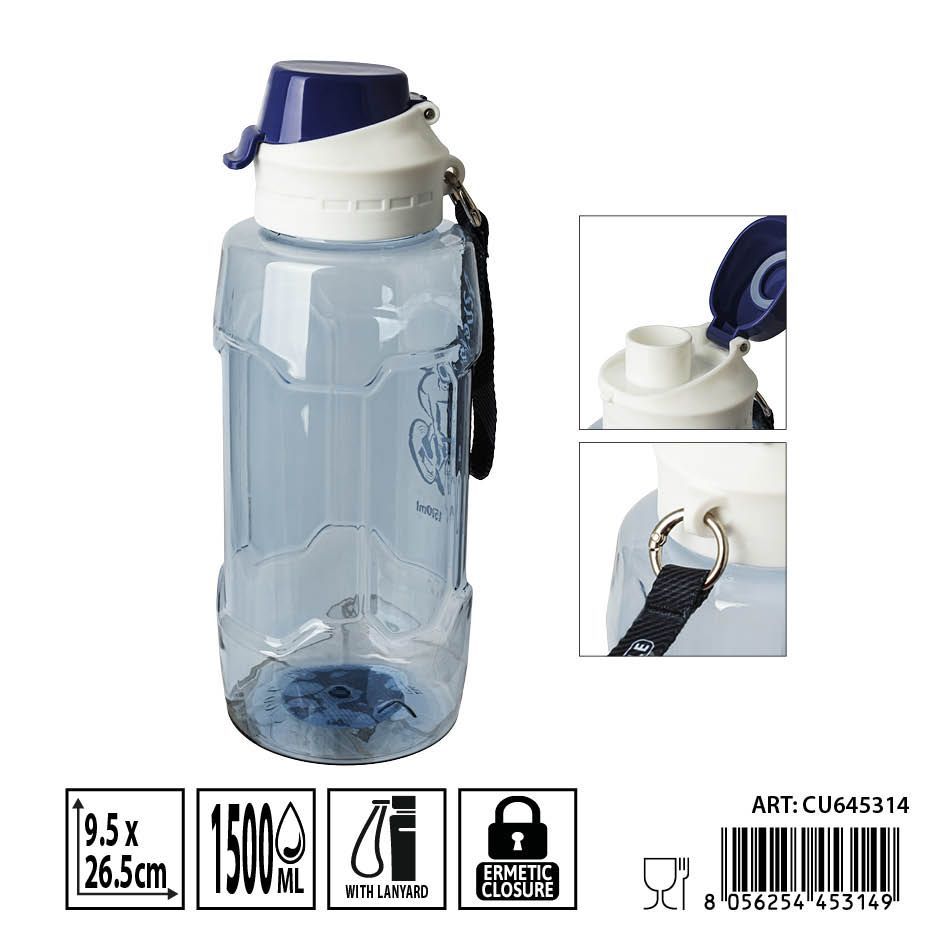 Botella de agua de plástico 1500ml 9.5x26.5cm - Botellas de agua desechables