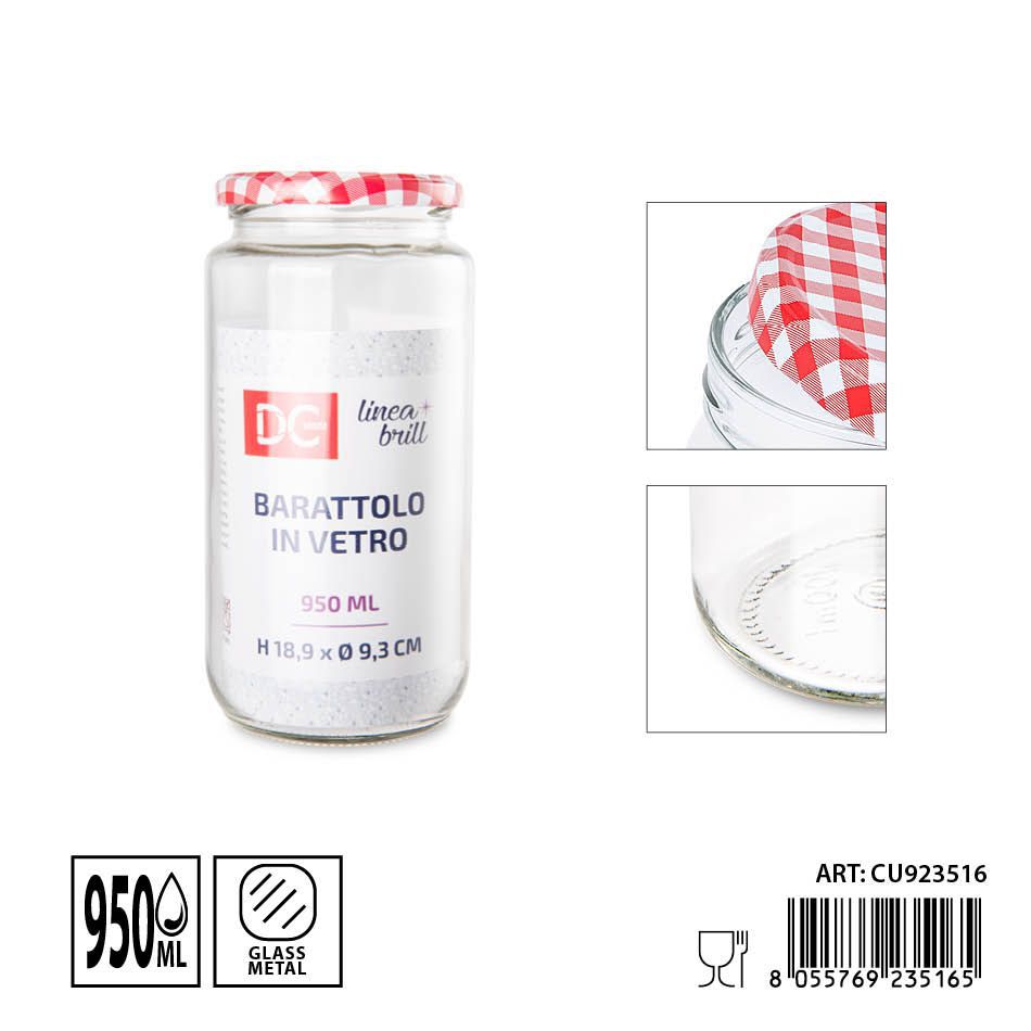 Tarros de vidrio con tapa 950ml - Envases de almacenamiento y organización