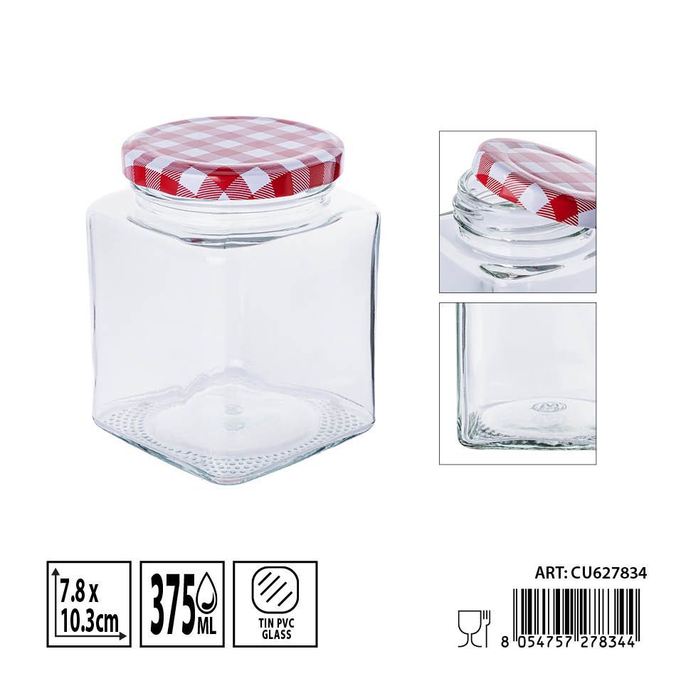 Bote de vidrio con tapa 375ml - Envases de almacenamiento y especieros
