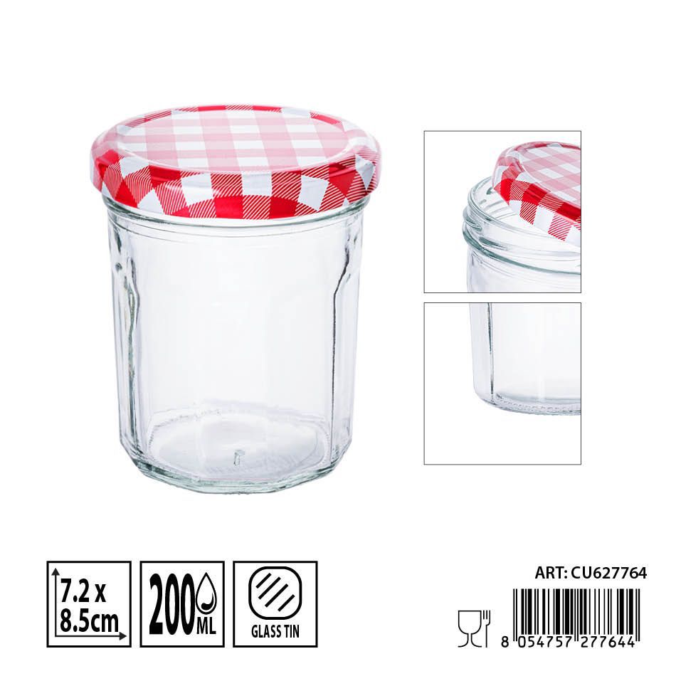 Tarro de vidrio con tapa 200ml - Envases de almacenamiento y organización