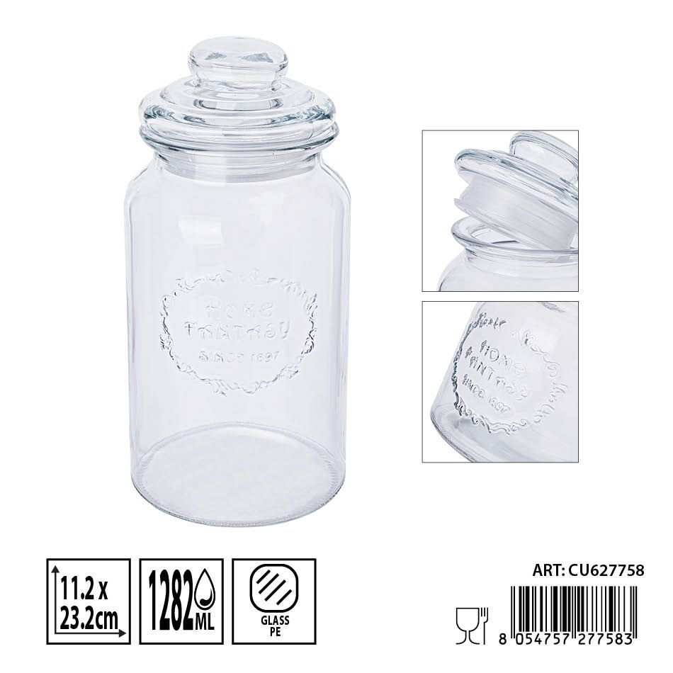 Tarro de vidrio con tapa 1282ml - Envases de almacenamiento grandes