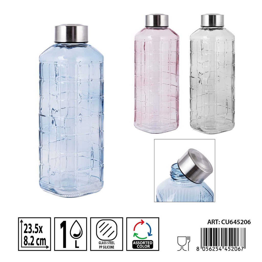 Botella de cristal de color 1L - Botellas decorativas y funcionales