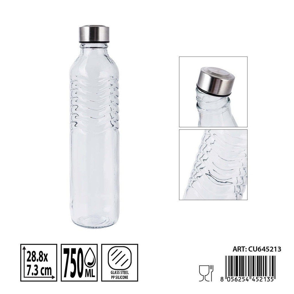 Botella de cristal con tapón 750 ml - 7.3 x 7.3 x 28.8 cm