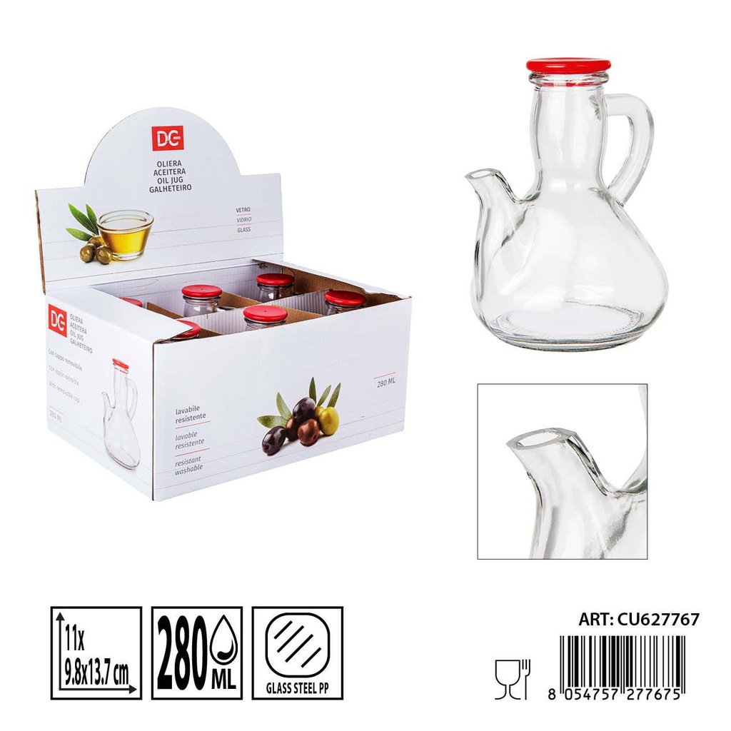 Aceitera de vidrio 280ml 11x9.8x13.7cm - Utensilios de cocina