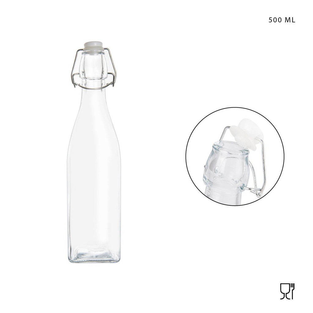 Botella de vidrio hermético 500ml - Envases de almacenamiento seguros