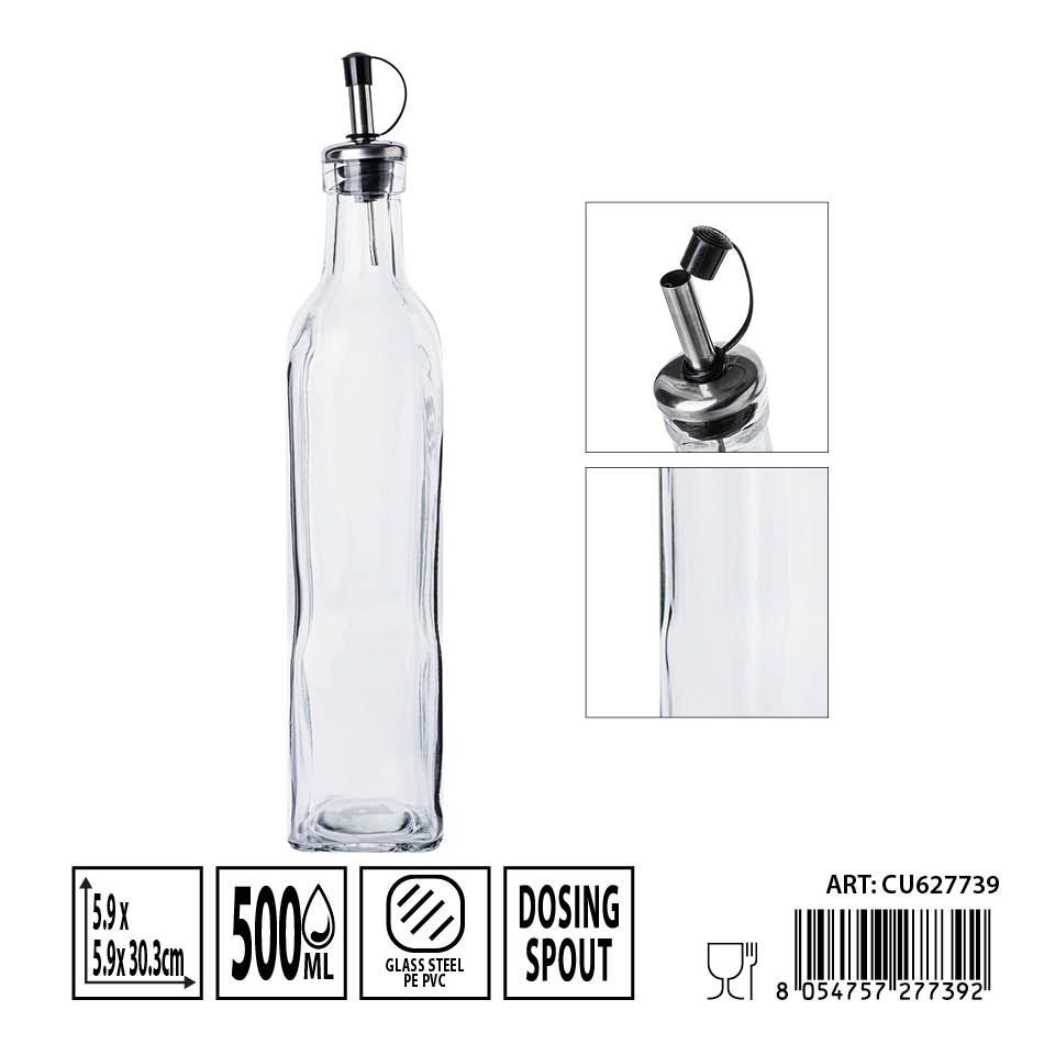 Aceitero de cristal con tapón 500ml - Envases para aceites y salsas