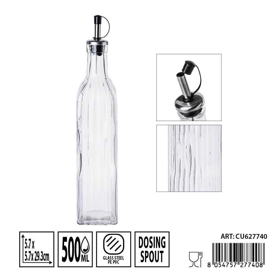 Aceitero de cristal con tapón 500ml - Envases para aceites y salsas