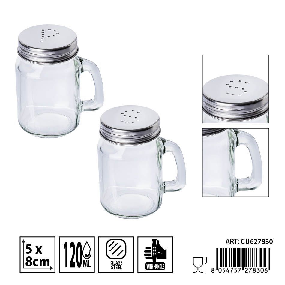 Salero con asa de cristal 120ml - Utensilios de cocina para condimentos