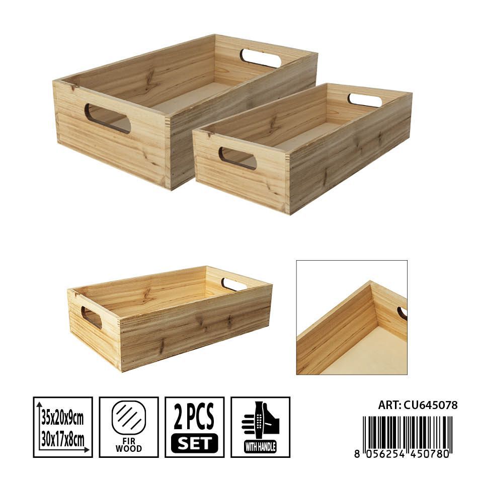 Set de cajas de madera 2 piezas 35x20x9/30x17x8 cm - Organización de cocina