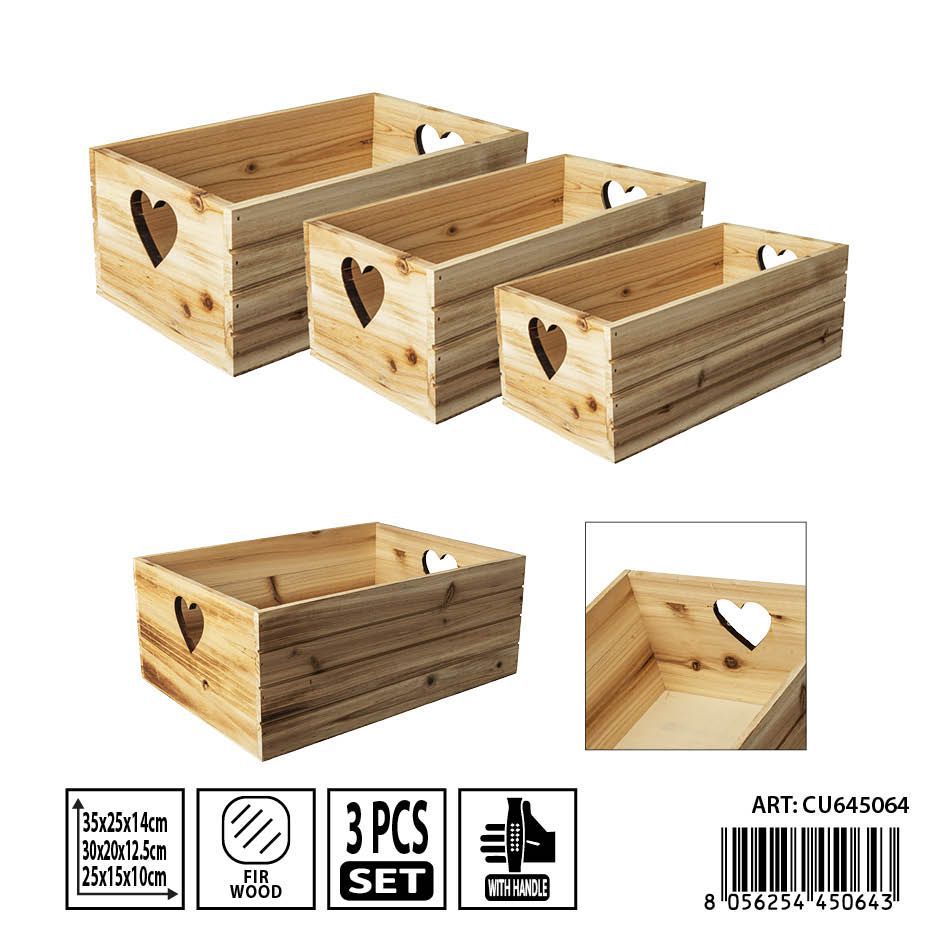 Set de 3 cajas de madera - Almacenamiento de cocina