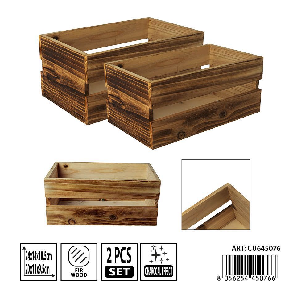 Set de cajas de madera 2PZ 24X14X10.5/20X11X9.5CM - Almacenamiento y organizadores