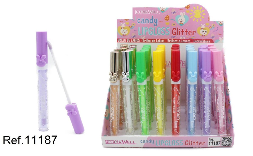 Brillo labial Lip Gloss Glitter Candy Conejito 32 unidades - Cosméticos y cuidado de labios