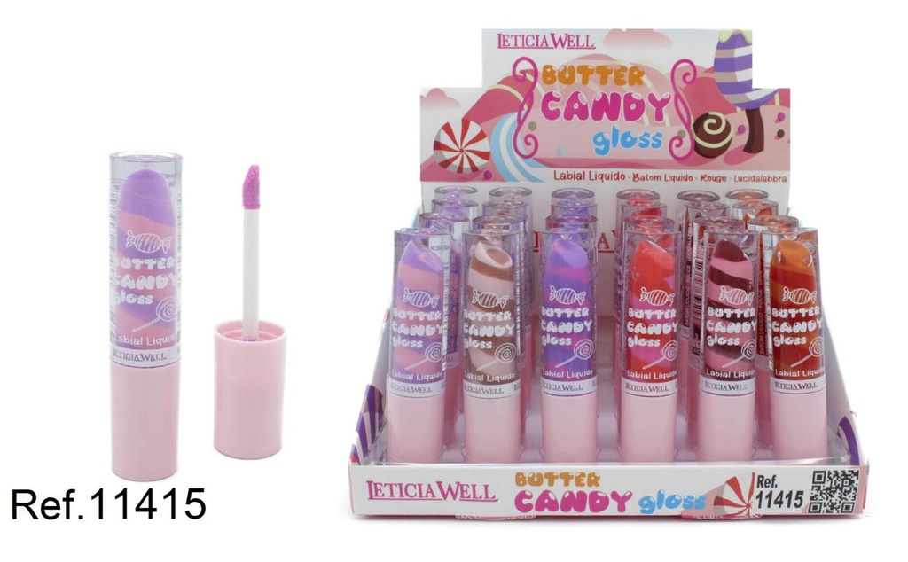 Brillo labial Lip Gloss Butter Candy 24 unidades - Cosméticos y cuidado de labios